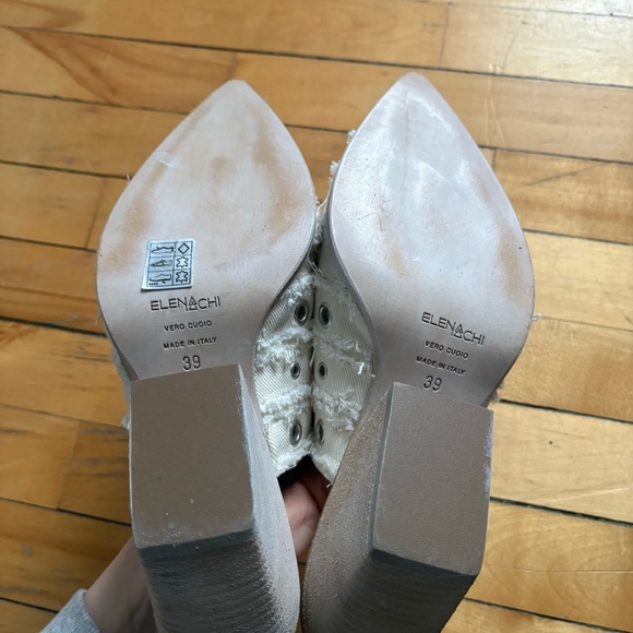 Elena Iachi Sz 39 (8.5) Western Rivet Boho Slip On Heel Pointy Toes Shoes - Picture 4 of 9